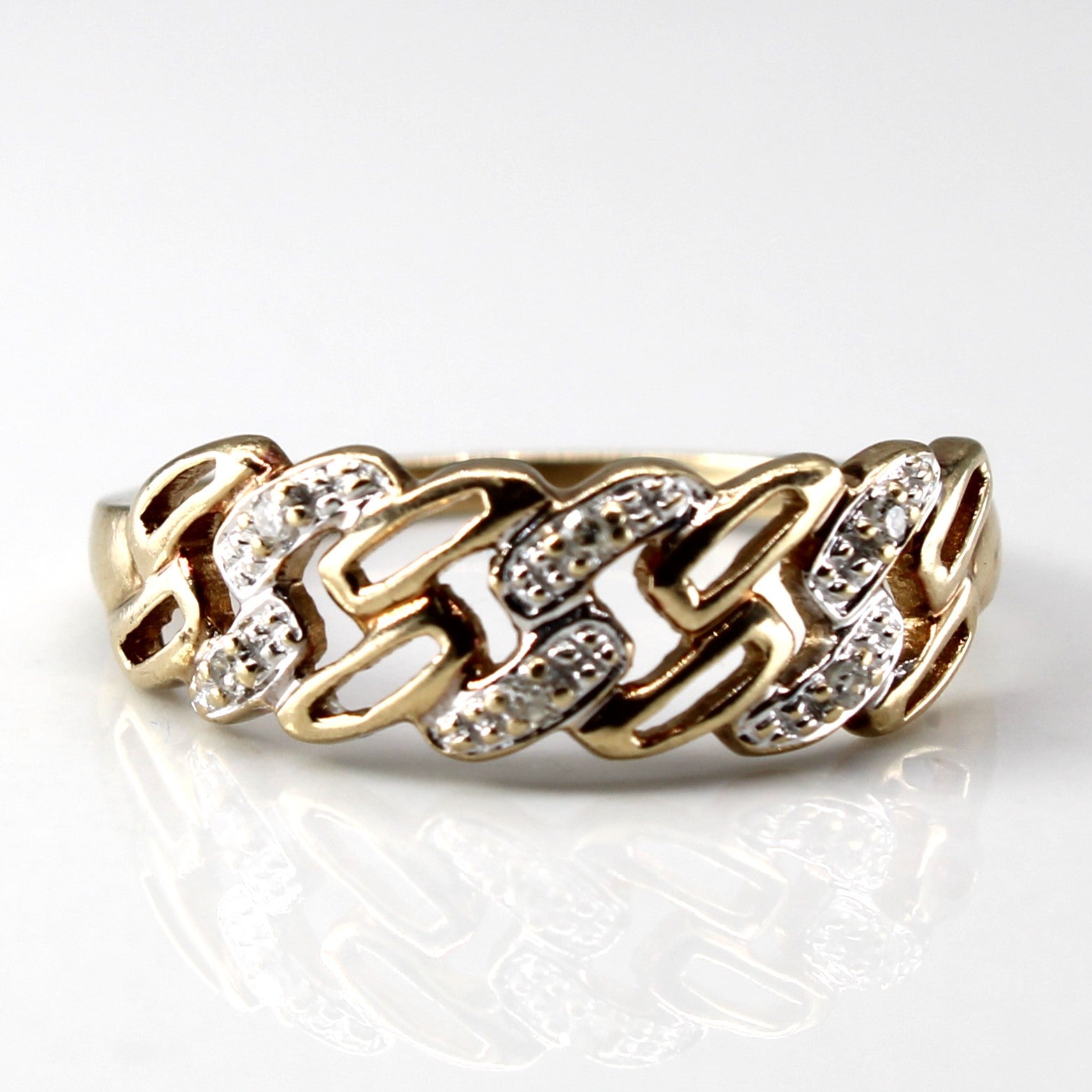 Textured Diamond Gold Ring | 0.03ctw | SZ 6.5 |