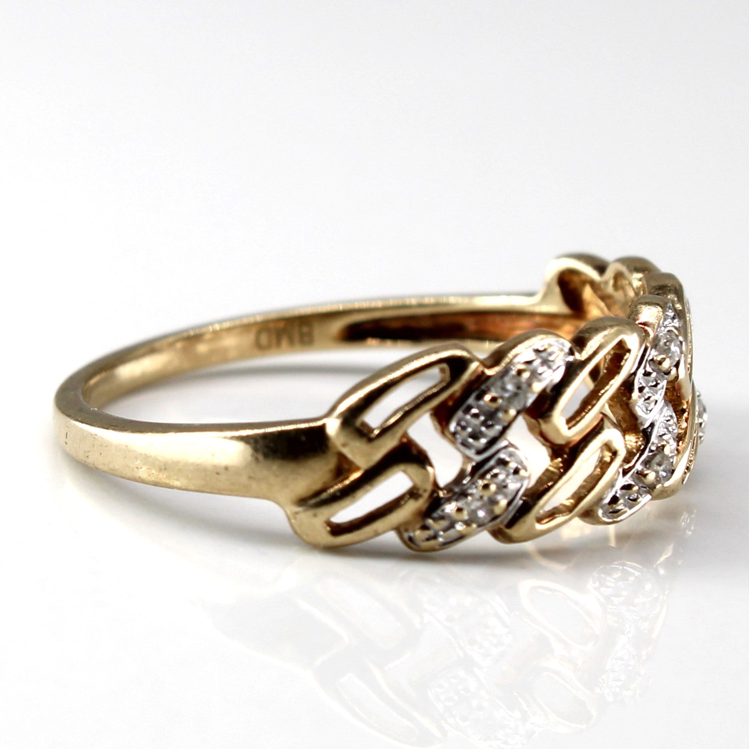 Textured Diamond Gold Ring | 0.03ctw | SZ 6.5 |