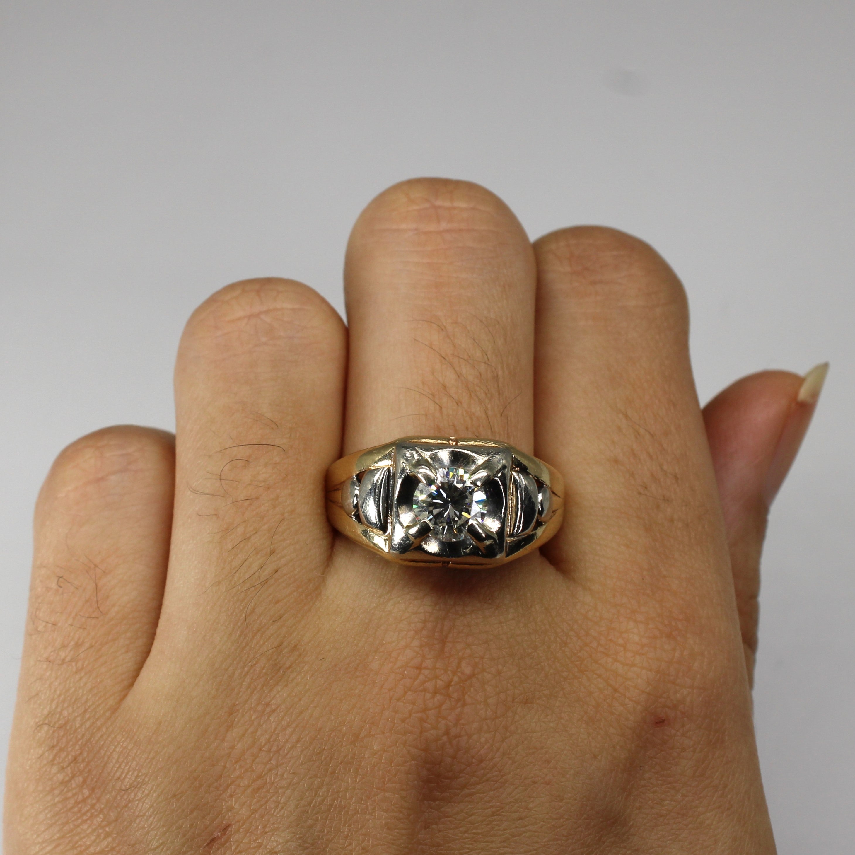 Claw Set Solitaire Diamond Textured 14k Ring | 1.07ct SI2 I/J | SZ 9.25 |