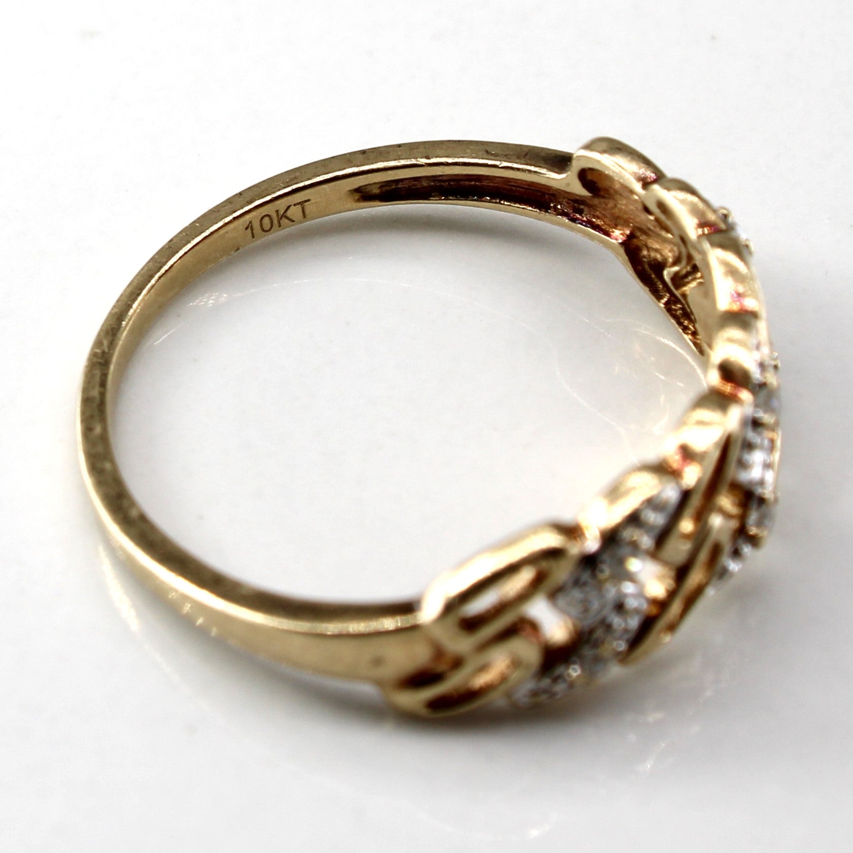 Textured Diamond Gold Ring | 0.03ctw | SZ 6.5 |