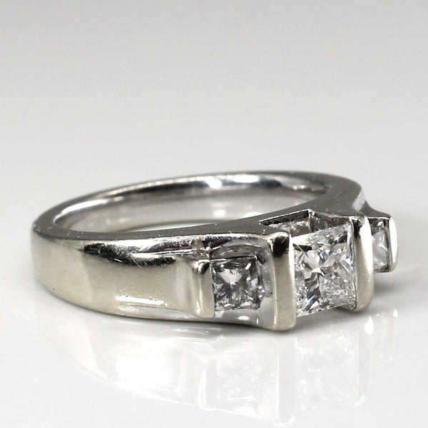 Canadian Three Stone Princess Diamond Engagement 14k Ring | 1.11ctw | SZ 6.25 |