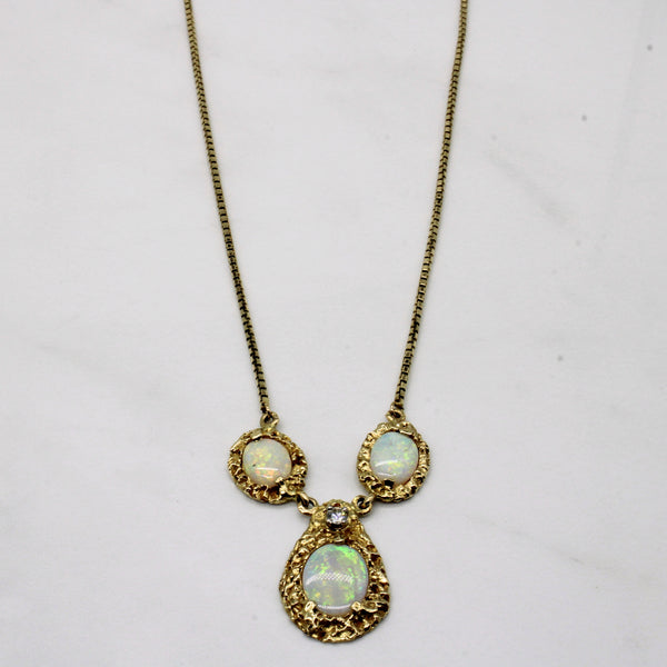 Opal & Diamond Cocktail Necklace | 3.00ctw, 0.08ct | 16