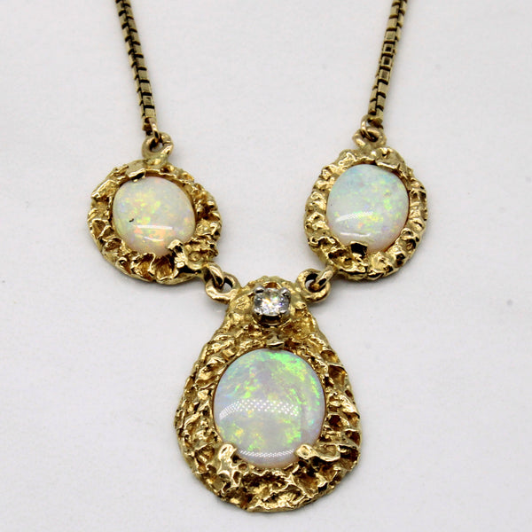 Opal & Diamond Cocktail Necklace | 3.00ctw, 0.08ct | 16