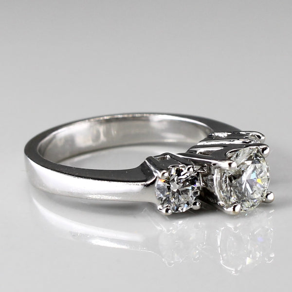 Three Stone Diamond Engagement 18k Ring | 1.02ctw VS1 F | SZ 5 |