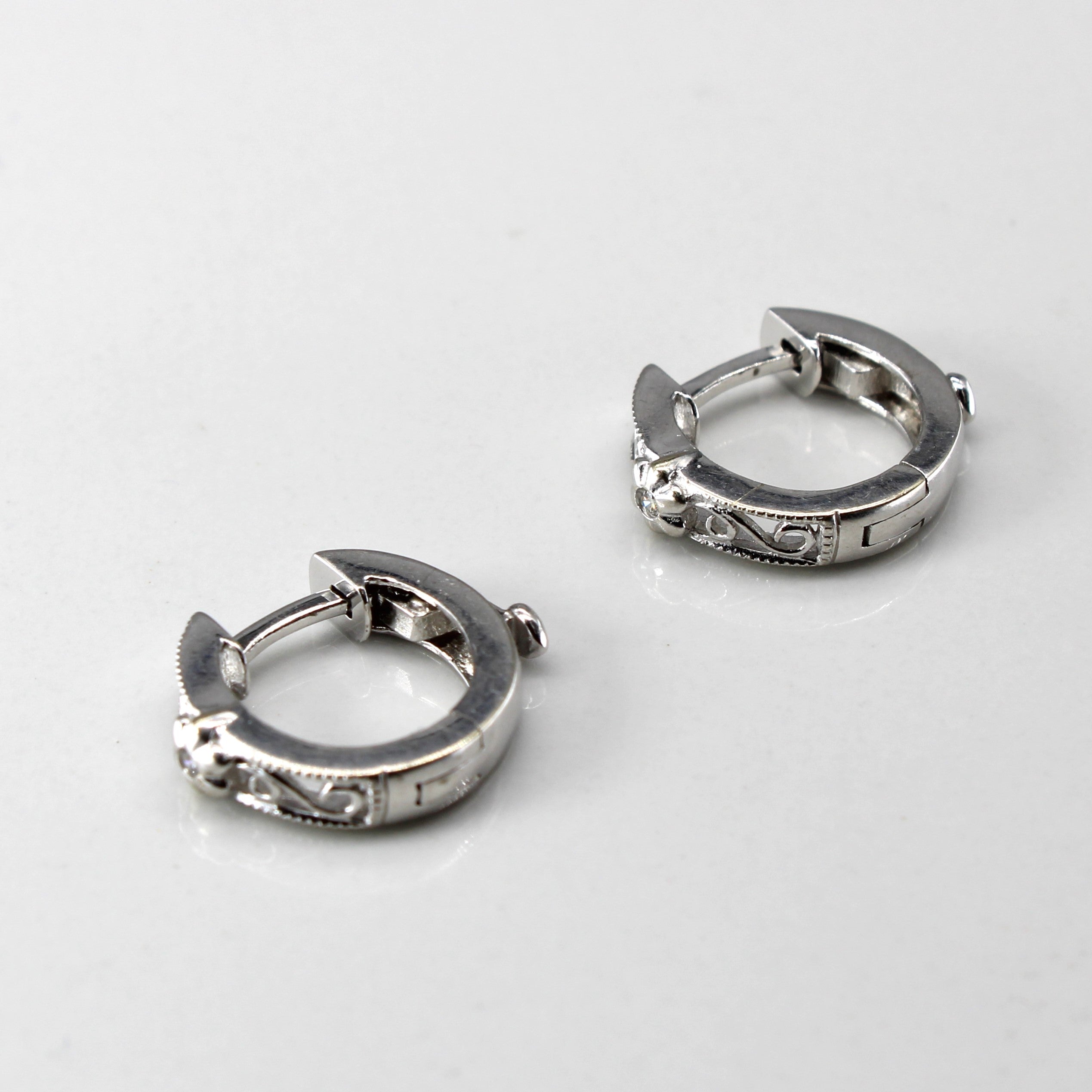 Diamond White Gold Huggie Earrings | 0.02ctw |