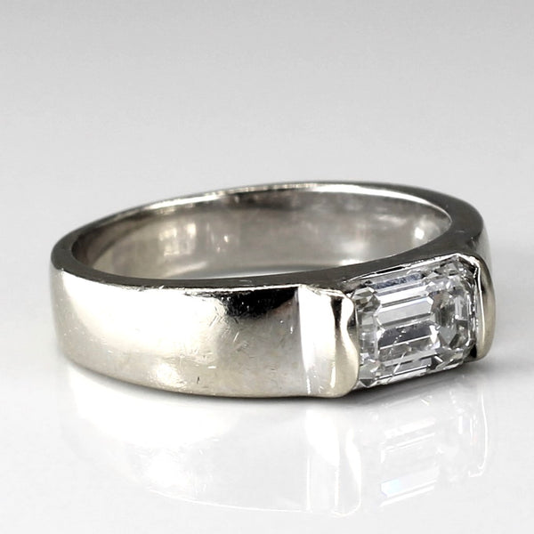 Semi Bezel Set Emerald Diamond 14k Engagement Ring | 1.03ct I1 G | SZ 6 |