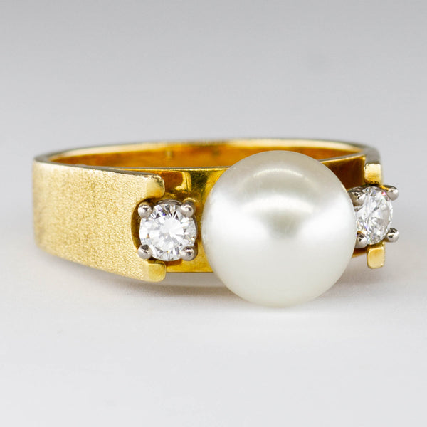 'Cavelti' Pearl and Diamond Ring | 0.20ctw | SZ 6.75