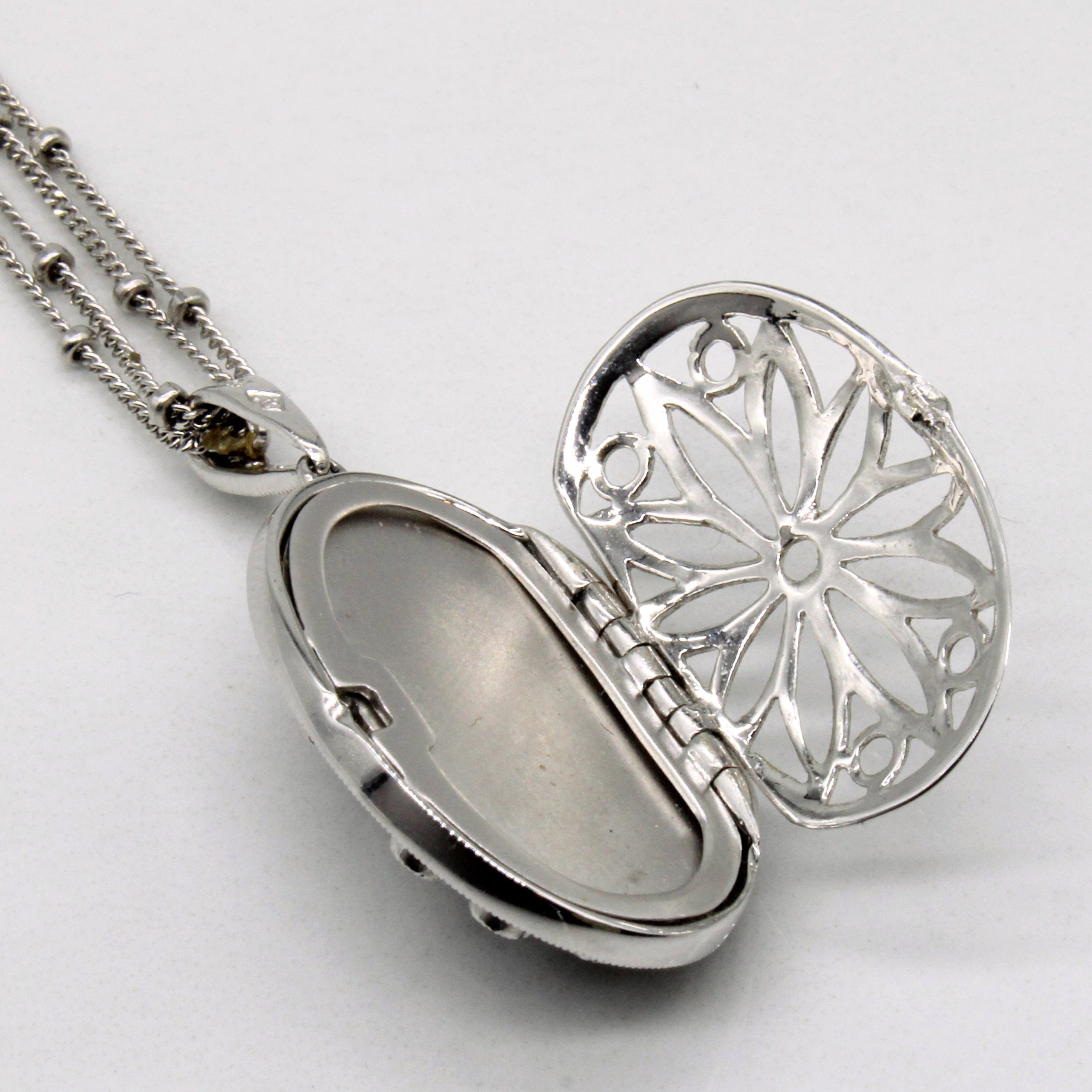 Onyx & Diamond Locket Necklace | 2.75ct, 0.20ctw | 18" |