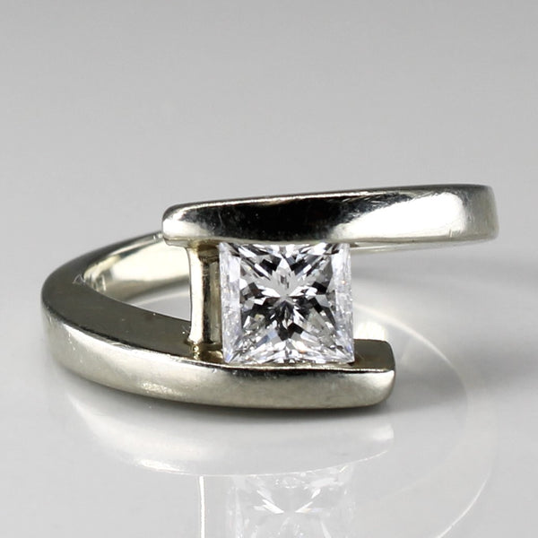 Bypass Solitaire Princess Cut Diamond 18k Ring | 1.00ct | SZ 5.75 |