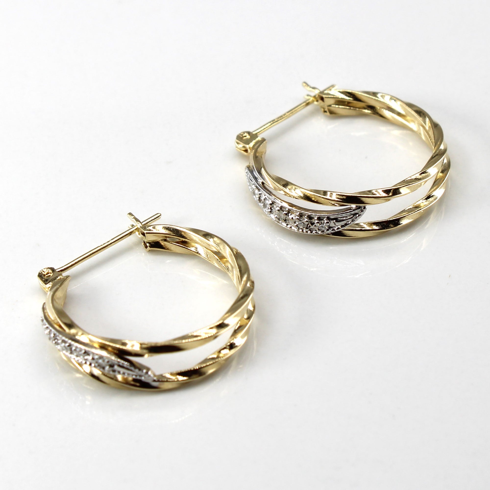 Two Tone Gold Diamond Hoops | 0.12ctw |