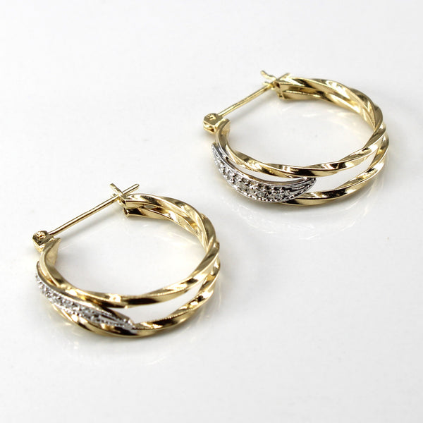 Two Tone Gold Diamond Hoops | 0.12ctw |