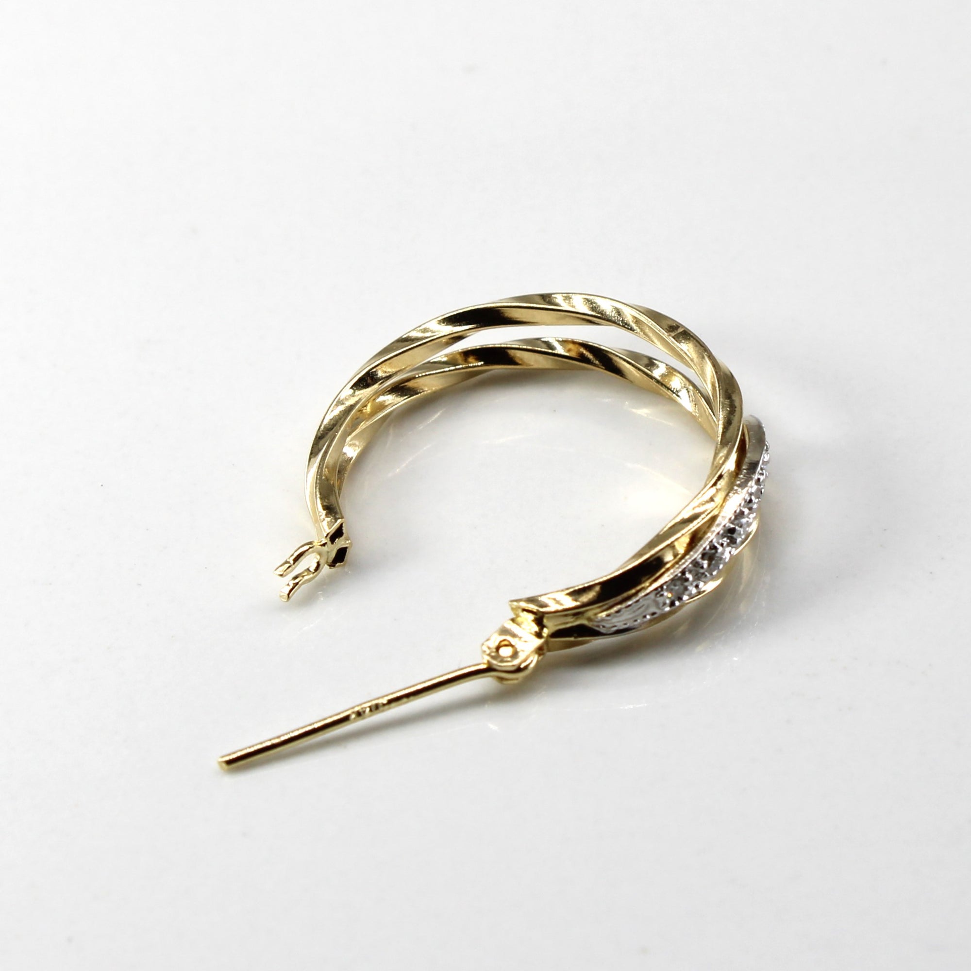 Two Tone Gold Diamond Hoops | 0.12ctw |