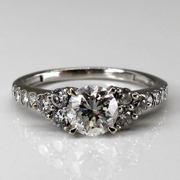 Canadian Diamond Engagement 14k Ring with Accent Stones | 1.32ctw SI2 G/H | SZ 6.5 |