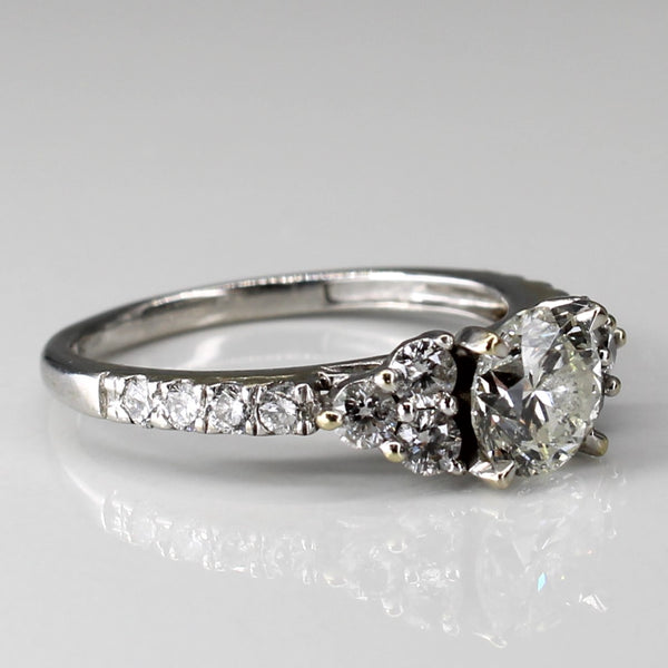 Canadian Diamond Engagement 14k Ring with Accent Stones | 1.32ctw SI2 G/H | SZ 6.5 |