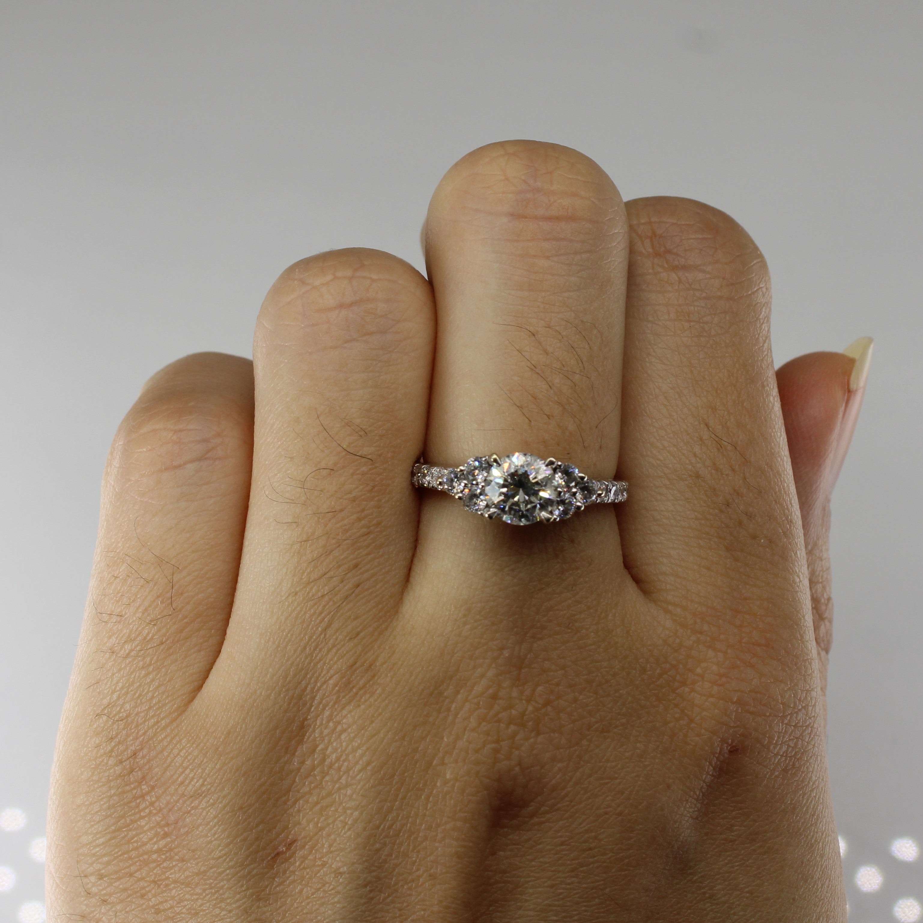 Canadian Diamond Engagement 14k Ring with Accent Stones | 1.32ctw SI2 G/H | SZ 6.5 |