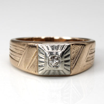 Bezel Set Diamond Two Tone Gold Ring | 0.04ct | SZ 8 |