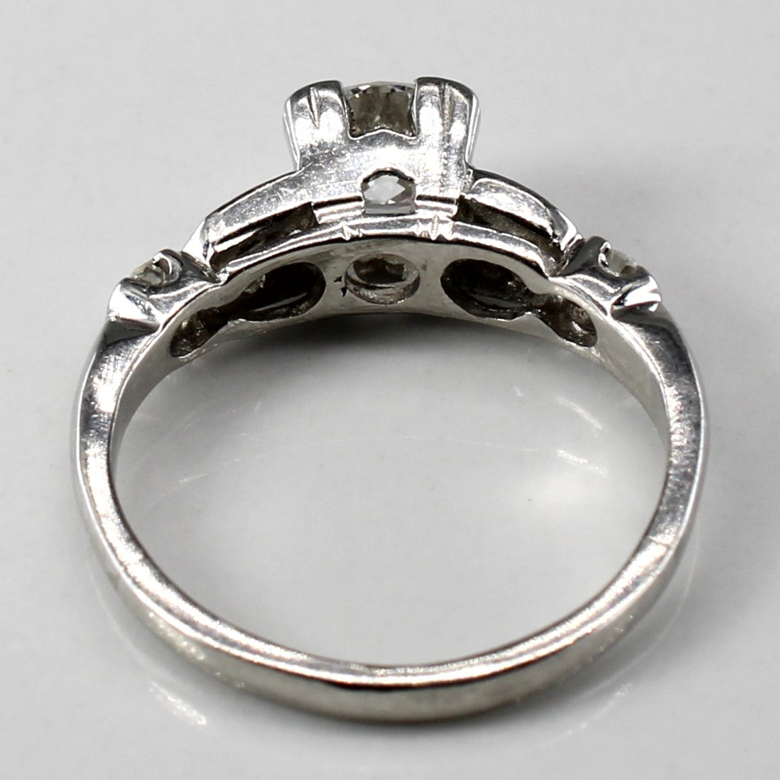 Late Art Deco Solitaire with Accents Diamond Platinum Engagement Ring | 0.68ctw | SZ 4.5 |