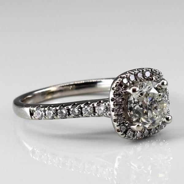 Canadian Halo Diamond Engagement 14k Ring | 1.28ctw I1 I | SZ 6.5 |