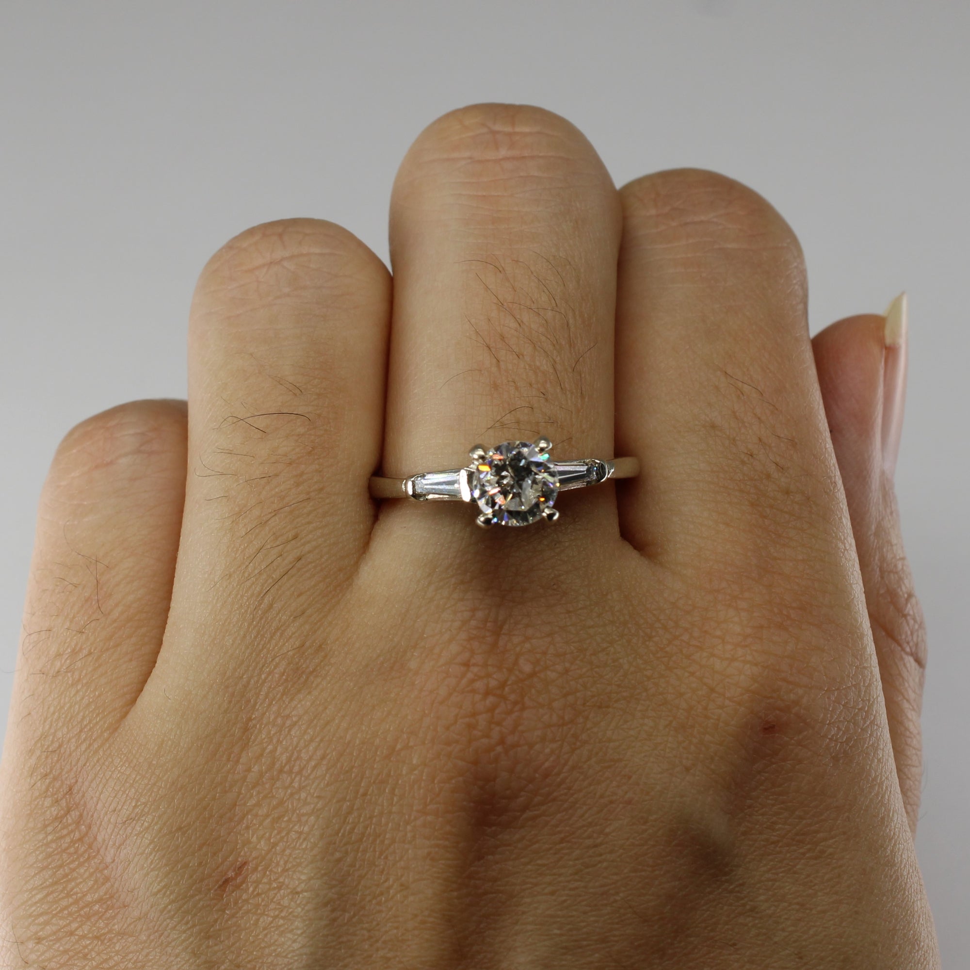 Diamond Engagement Ring with Baguette Accents |1.22ctw | SZ 9 |