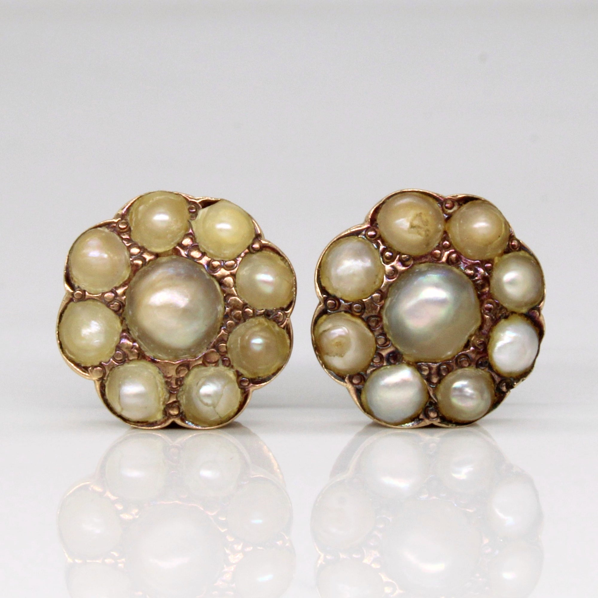 Vintage Mikimoto Pearl Cluster Earrings in 14 Karat Yellow Gold — Antique  Jewelry Mall