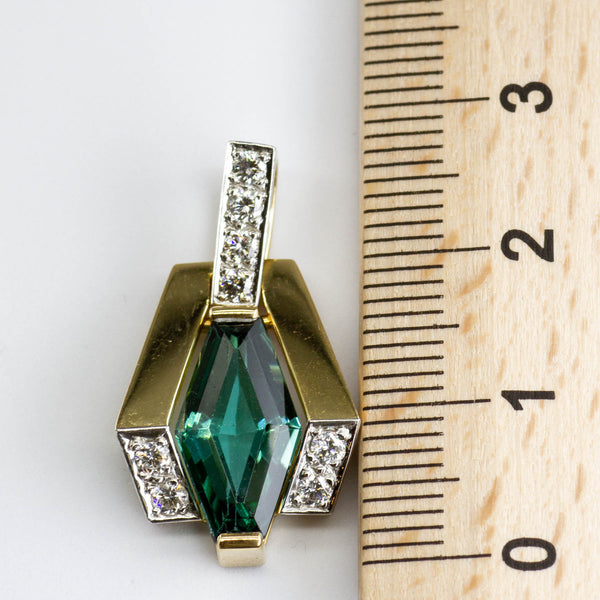 Cavelti' Tourmaline and Diamond 18K and Platinum Pendant | 3.75ct | 0.32ctw |