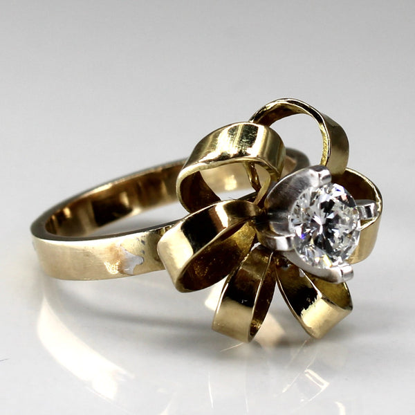Solitaire Diamond Swirl Floral Ring | 0.46ct | SZ 5.5 |