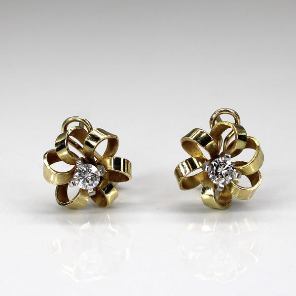 Solitaire Diamond Swirl Floral Earrings | 0.44ctw |
