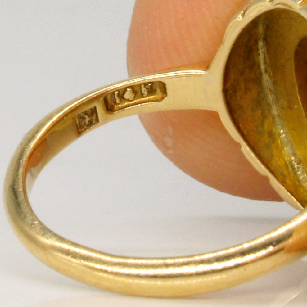 Circa 1920s Moonstone & Pearl Cocktail Ring | 2.80ct | SZ 3 |