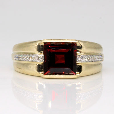 Garnet & Diamond Cocktail Ring | 3.00ct, 0.06ctw | SZ 10 |