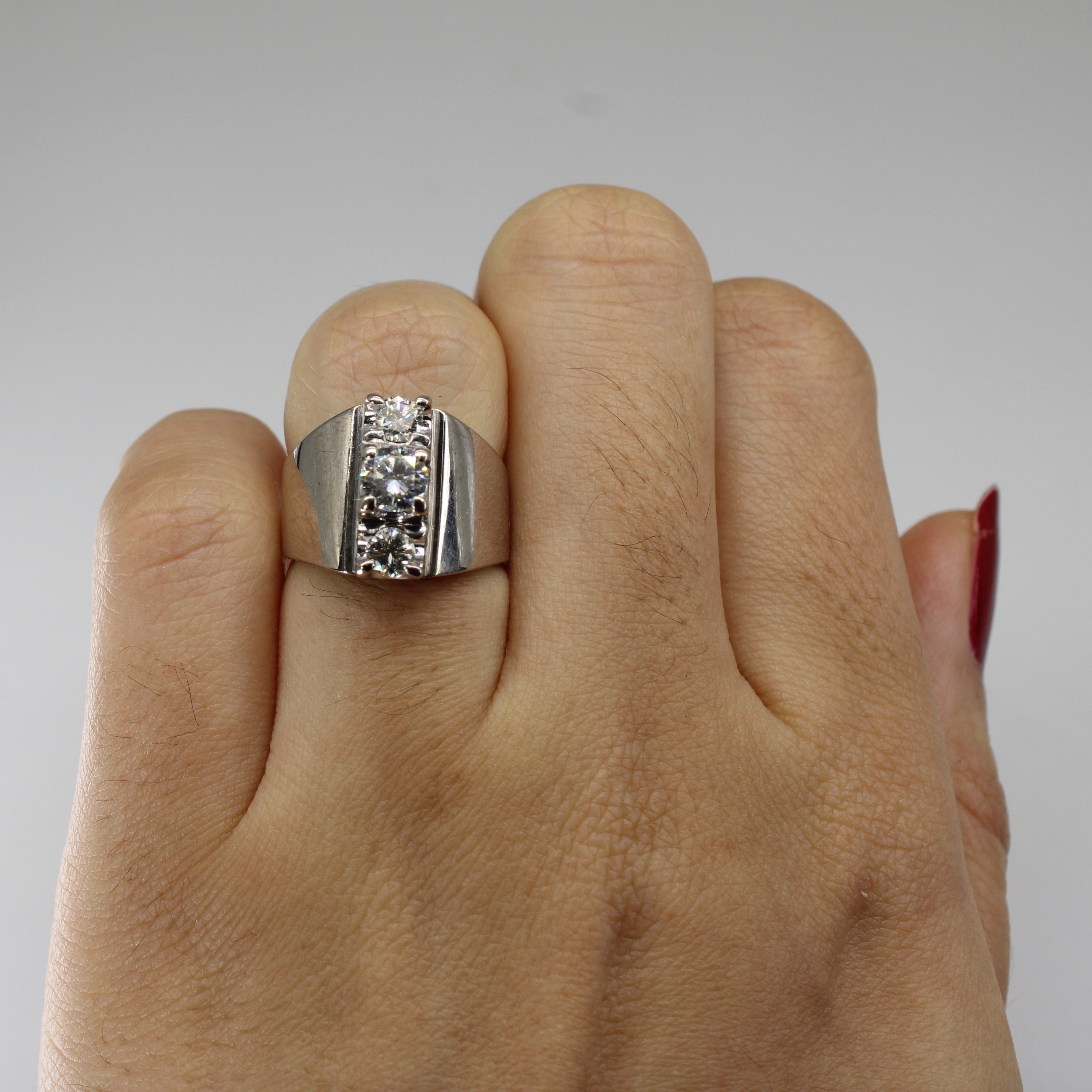 Three Stone Diamond Wide Ring | 0.72ctw | SZ 4.25 |