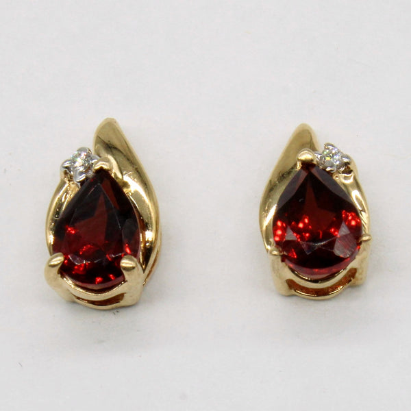 Garnet & Diamond Earrings | 2.00ctw, 0.02ctw |