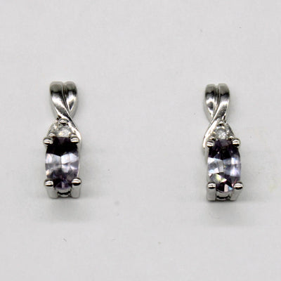 Synthetic Colour Change Sapphire & Diamond Earrings | 0.50ctw, 0.03ctw |