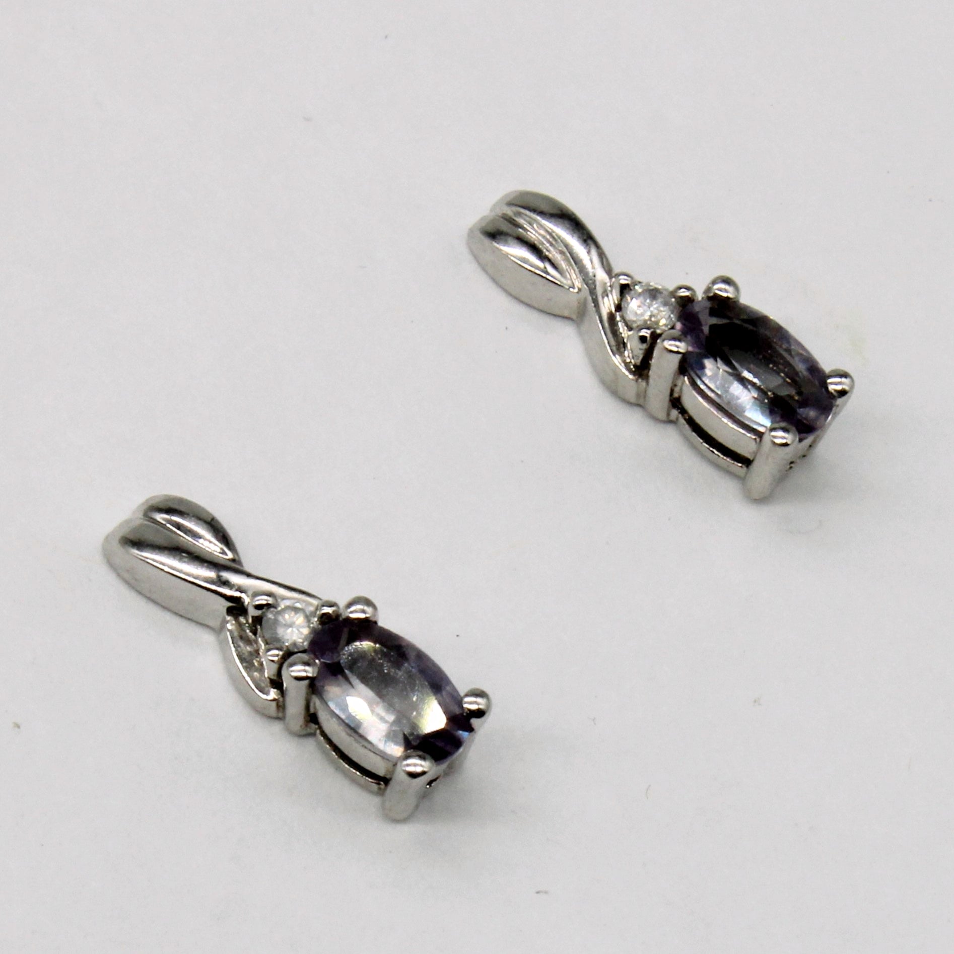 Synthetic Colour Change Sapphire & Diamond Earrings | 0.50ctw, 0.03ctw |