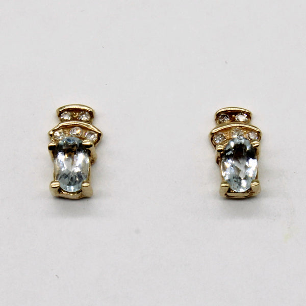 Aquamarine & Diamond Earrings | 0.40ctw, 0.05ctw |