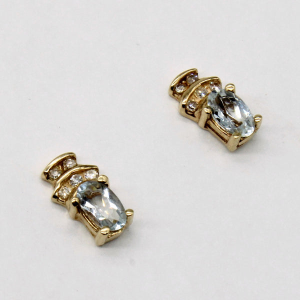 Aquamarine & Diamond Earrings | 0.40ctw, 0.05ctw |