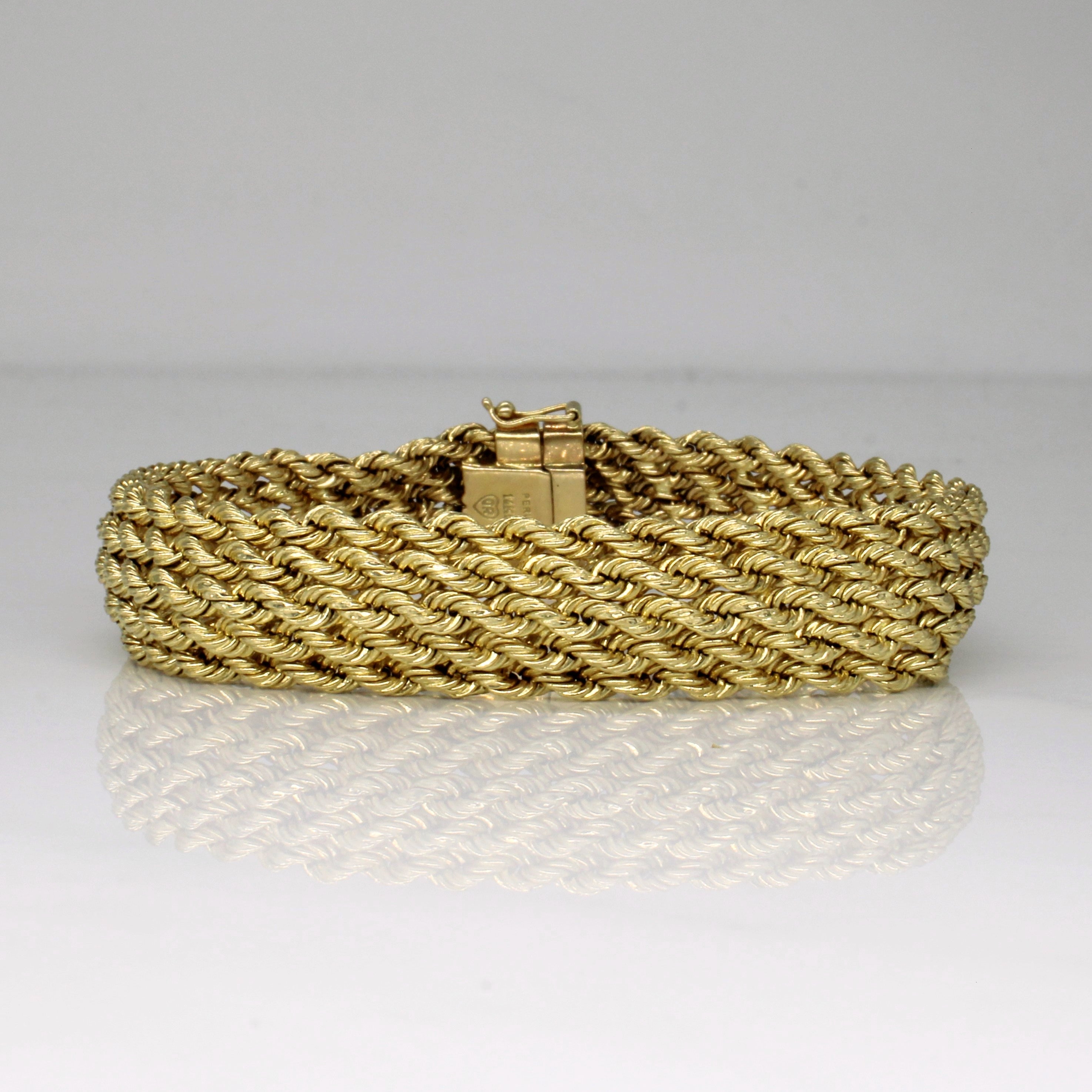 Bracelet à maillons corde en or jaune 14 carats | 8 pouces | 
