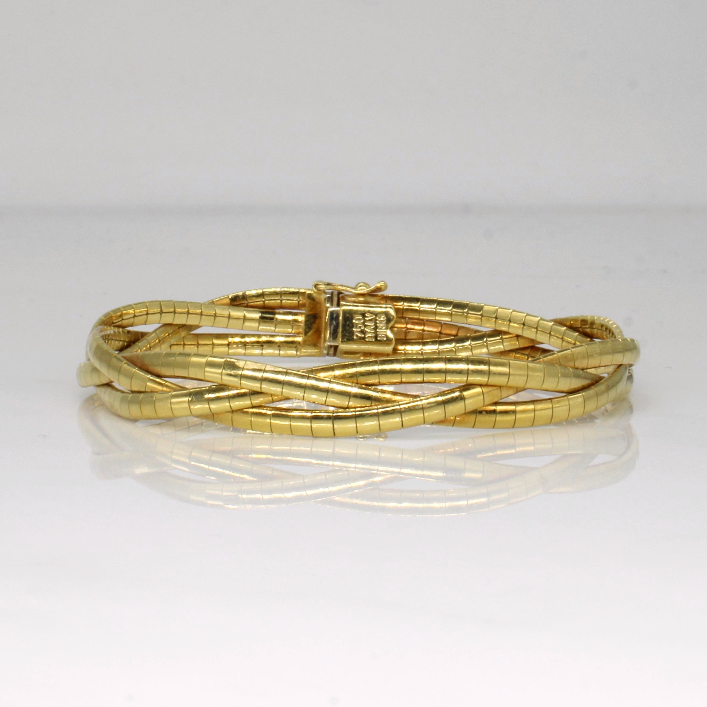 Bracelet tressé en or jaune 18 carats | 18 cm | 