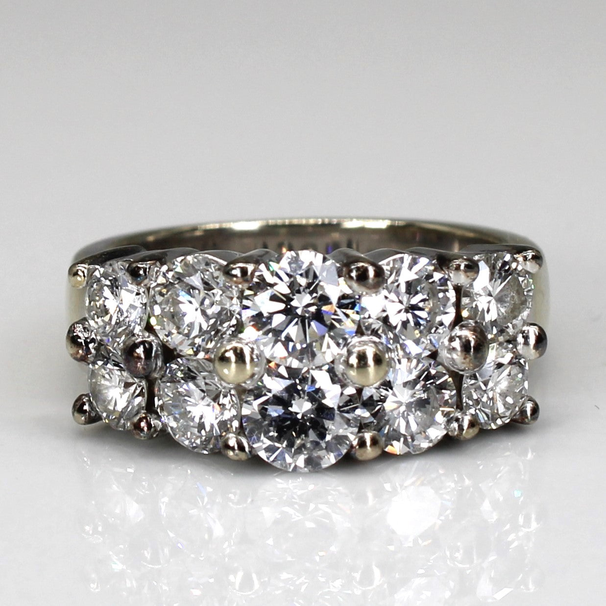 Bague sertie de diamants en double rangée | 2,18 ct | Taille 6,25 | 