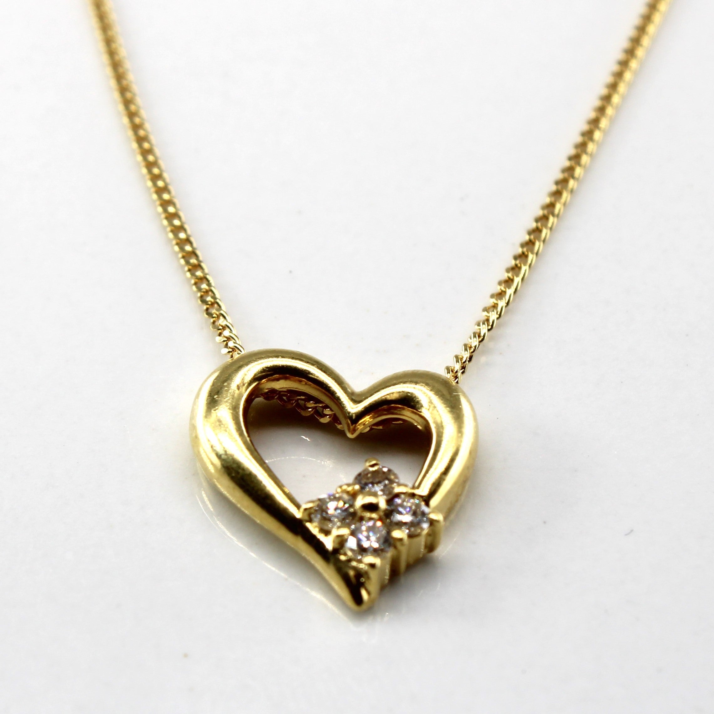 Diamond Heart Pendant Necklace | 0.12ctw | 16"|