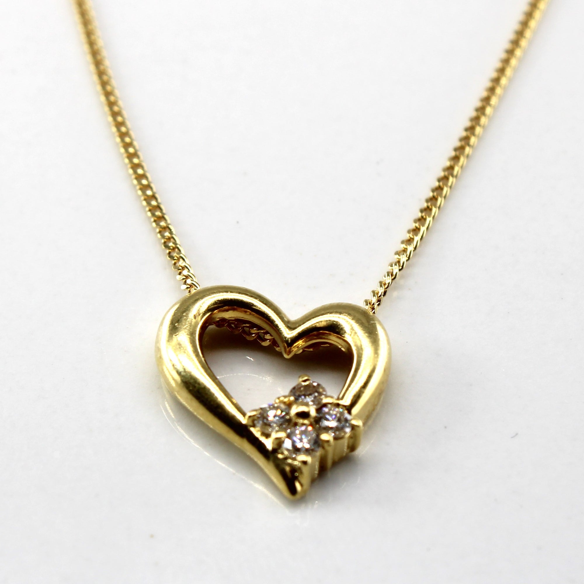 Diamond Heart Pendant Necklace | 0.12ctw | 16