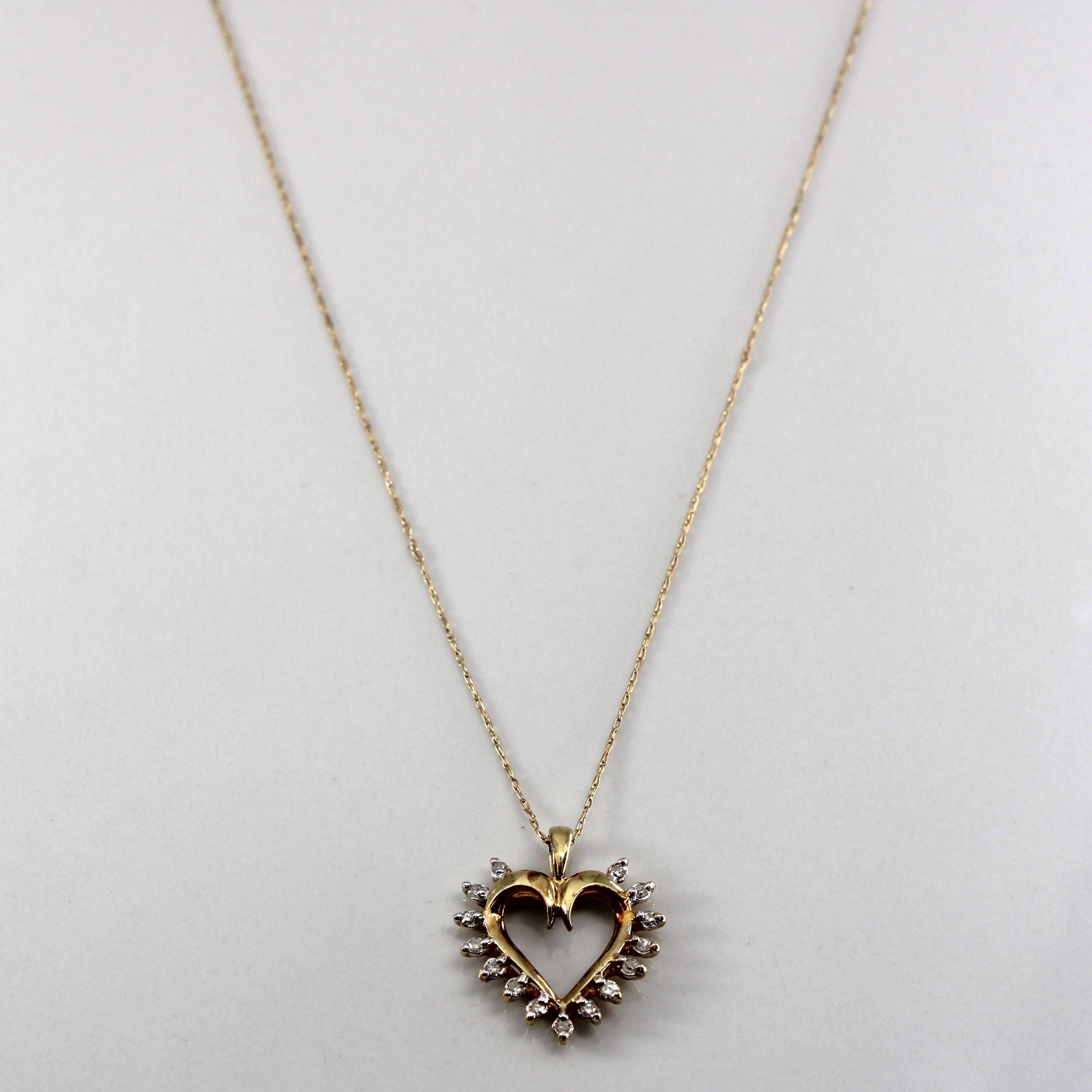 Diamond Heart Pendant Necklace | 0.15ctw | 20"|