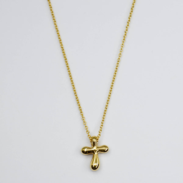 'Tiffany & Co.' Elsa Perreti Cross Pendant 18k Yellow Gold Necklace | 16