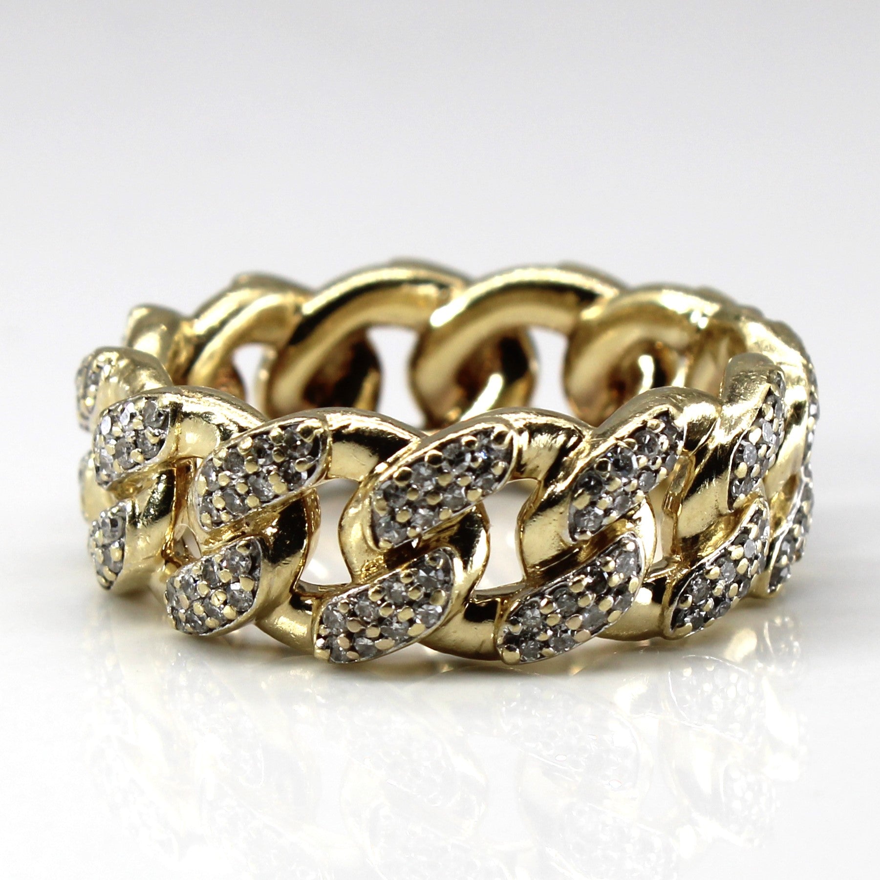 Diamond Curb Link Gold Ring | 0.48ctw | SZ 9.75 |