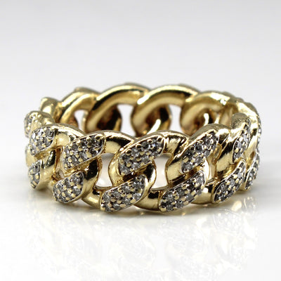 Diamond Curb Link Gold Ring | 0.48ctw | SZ 9.75 |