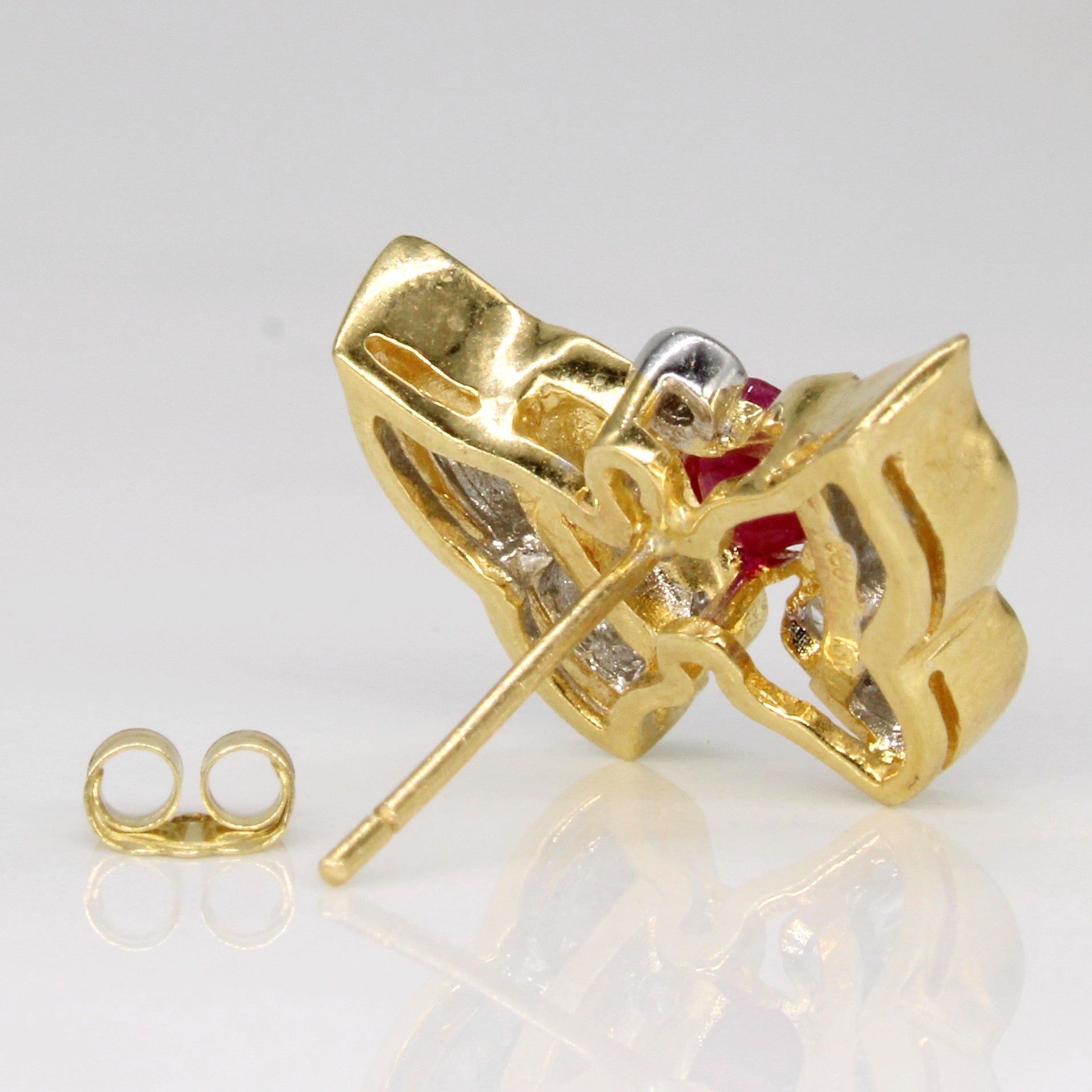 Diamond & Ruby Butterfly Earrings | 0.70ctw, 0.60ctw |