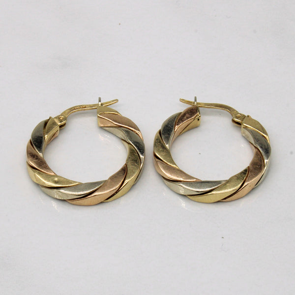 14k Tri Tone Gold Hoop Earrings