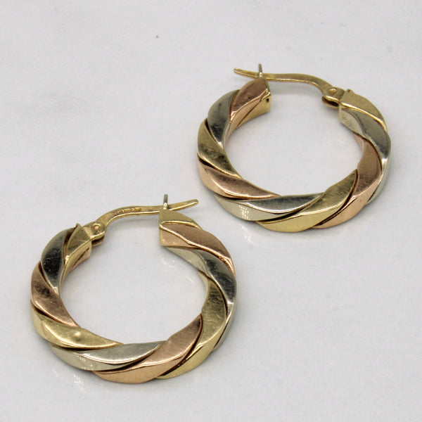 14k Tri Tone Gold Hoop Earrings