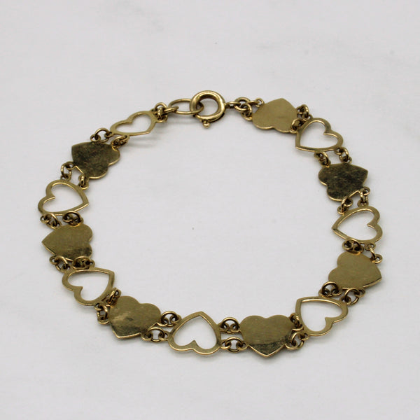9k Yellow Gold Heart Bracelet | 7