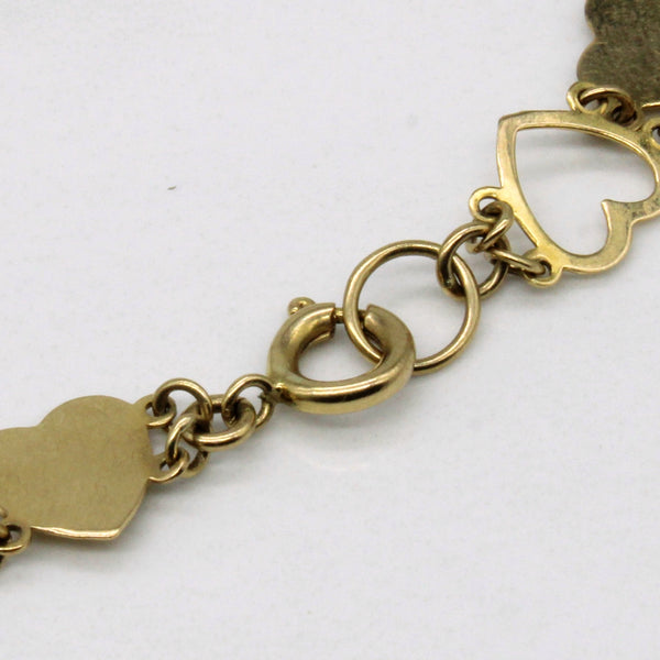9k Yellow Gold Heart Bracelet | 7