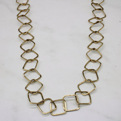 10k Yellow Gold Soft Square Link Necklace | 28